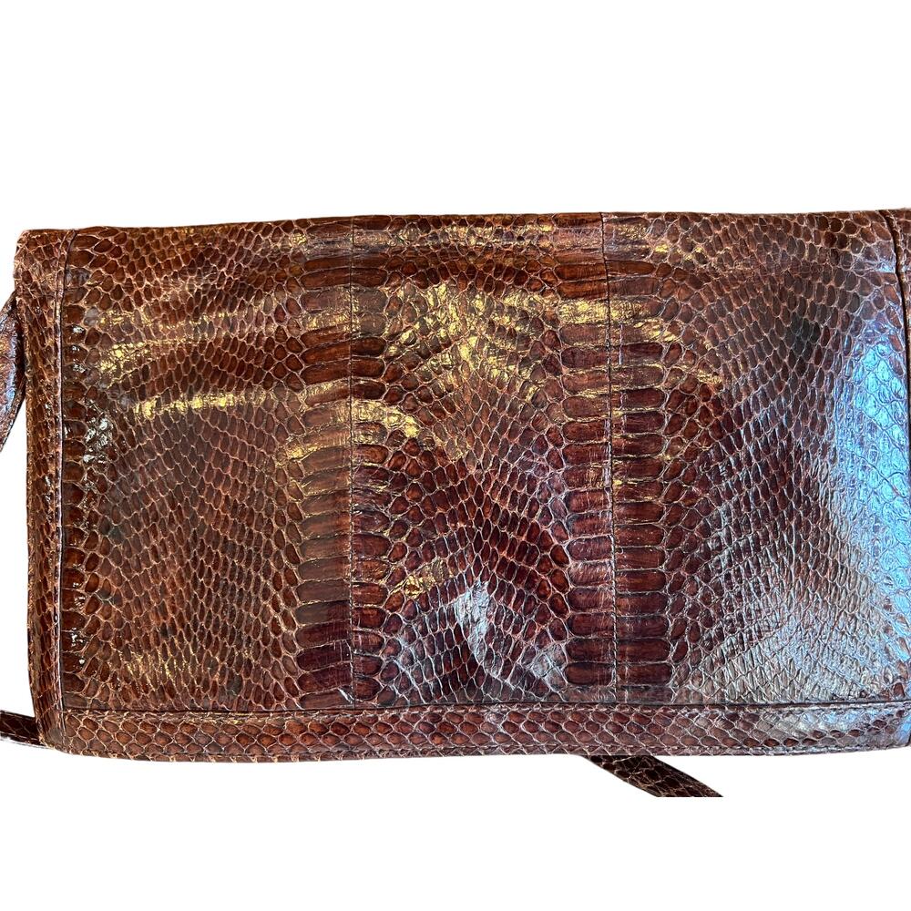 Vintage 60s Lizard Rectangular Convertible Shoulder Bag - Picture 2 of 11